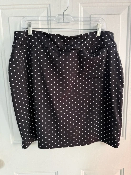 WEEKENDS BY CHICO’S SIZE 2 (L/XL) Polka Dot SKIRT Black White - Picture 8 of 16